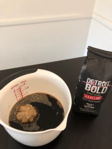 How to make iced coffee at home from hot coffee: place Detroit style coffee bag into container